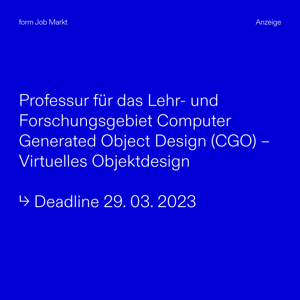 Professur für Computer Generated Object Design an der TH Nürnberg
